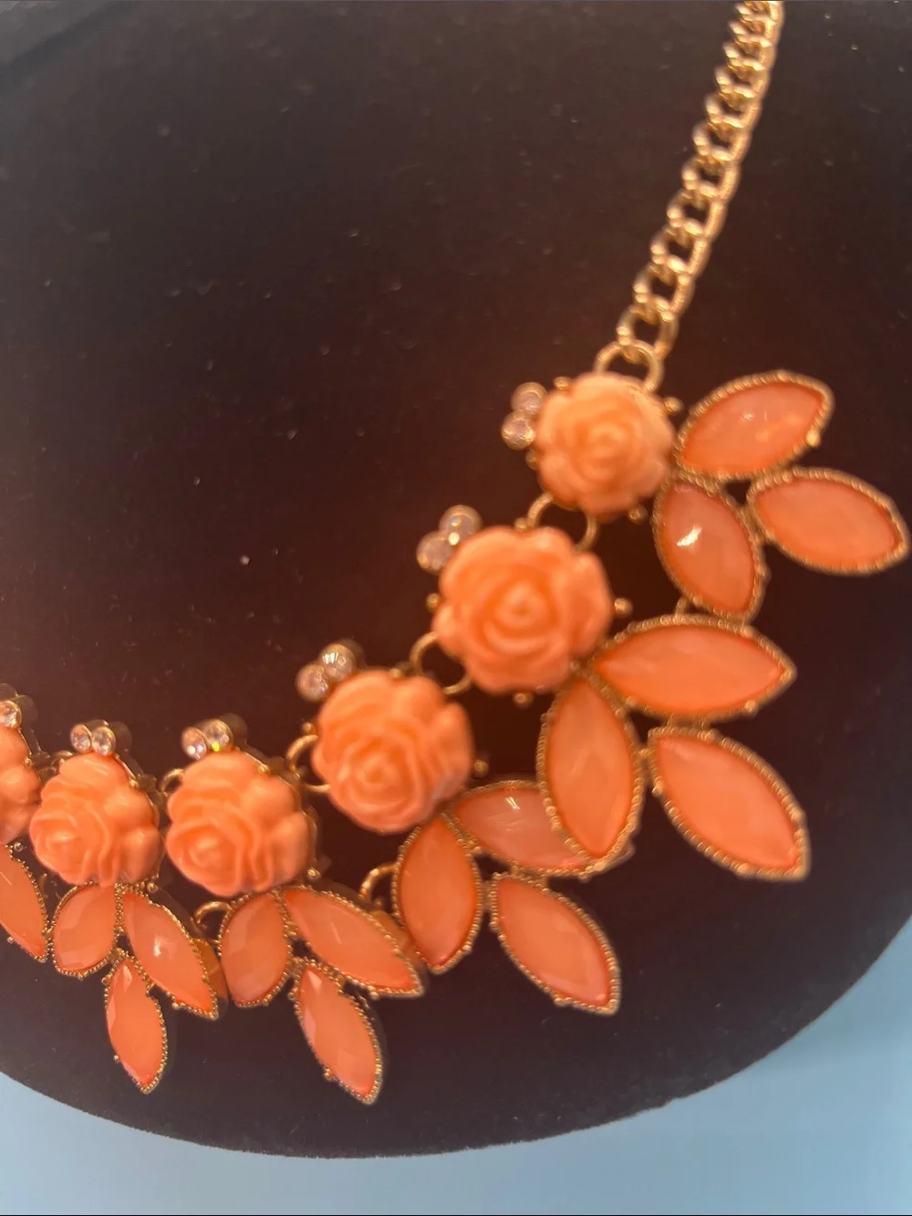 #0018 Lane Bryant Coral Floral Statement Necklace